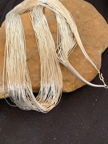 Southwestern Liquid Sterling Silver Tubes Heishi Necklace 50 Strands 4637