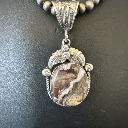 Mens Womens Wild Horse Turquoise Pendant Navajo Sterling Silver Necklace 17801