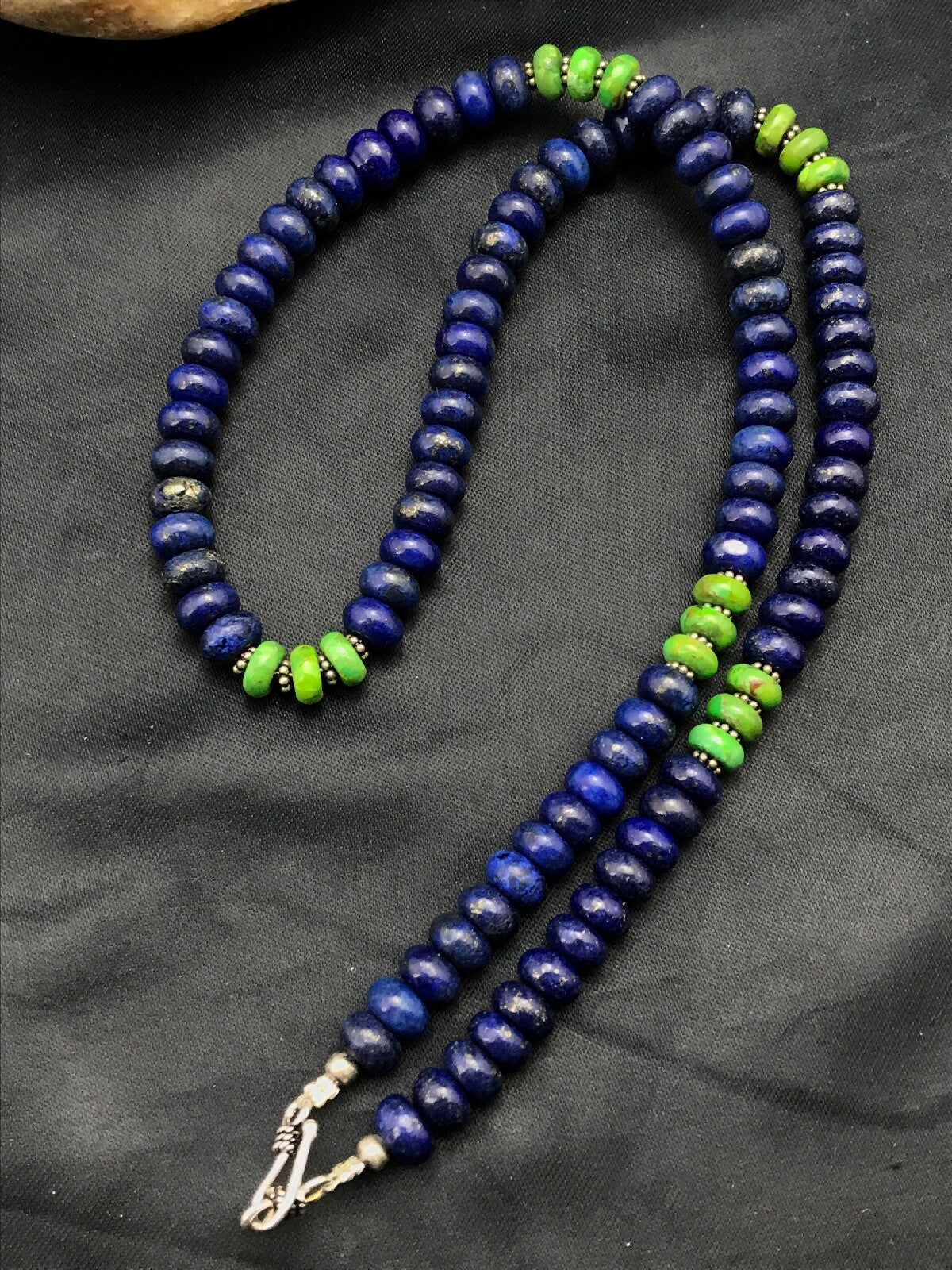 Lapis & Turquoise Beads Navajo Sterling Silver Necklace 03269