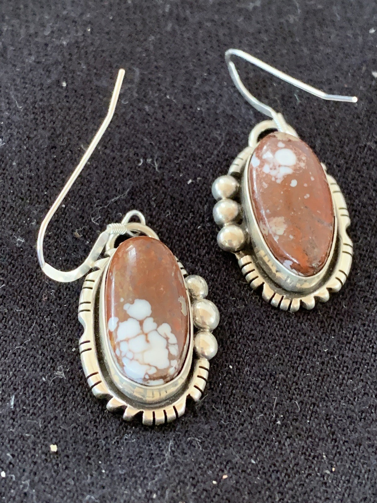 Wild Horse Turquoise Navajo Indian Sterling Silver Dangle Earrings 1" 00150