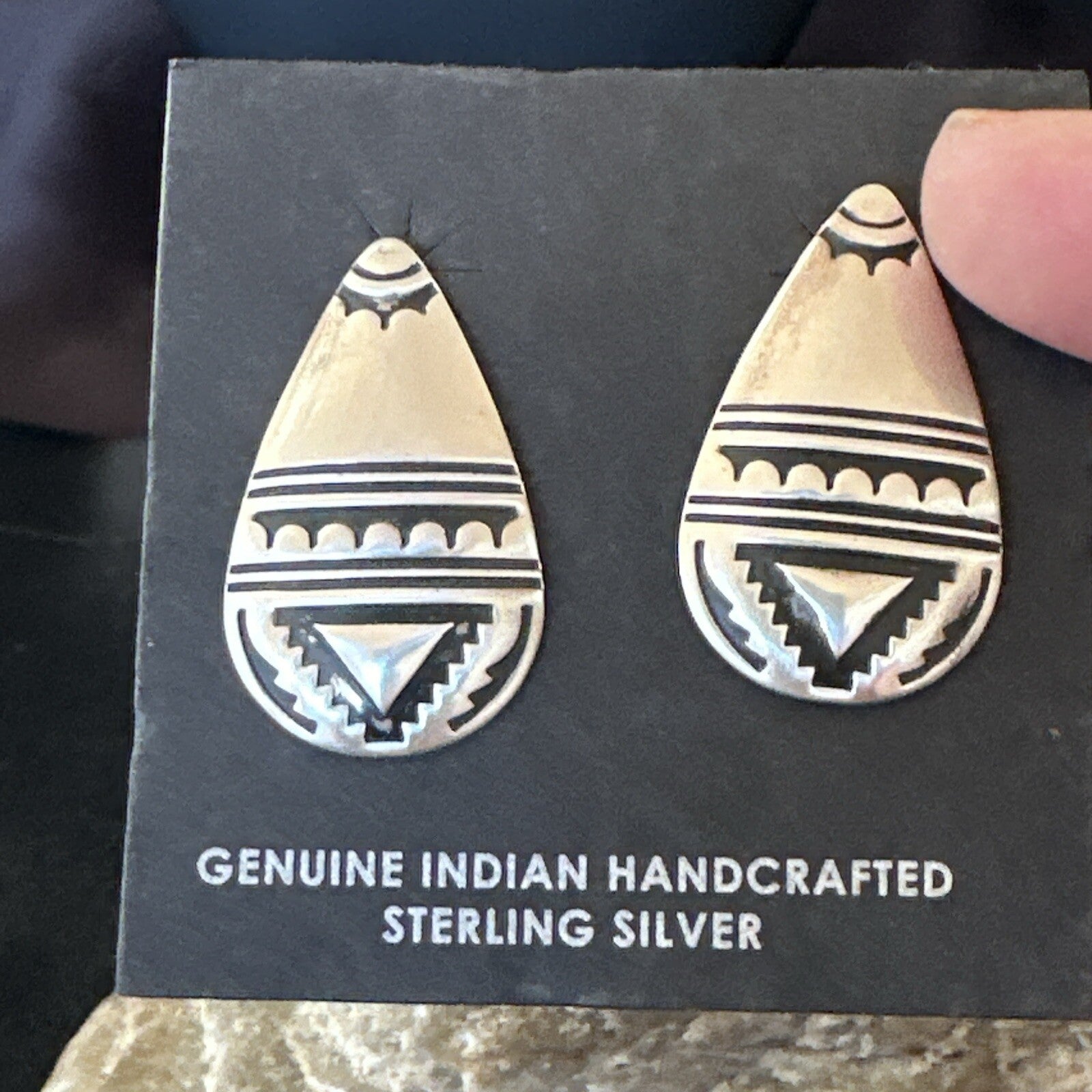 Old Pawn Navajo Stamped Sterling Silver Stamped Handmade Earrings 18174