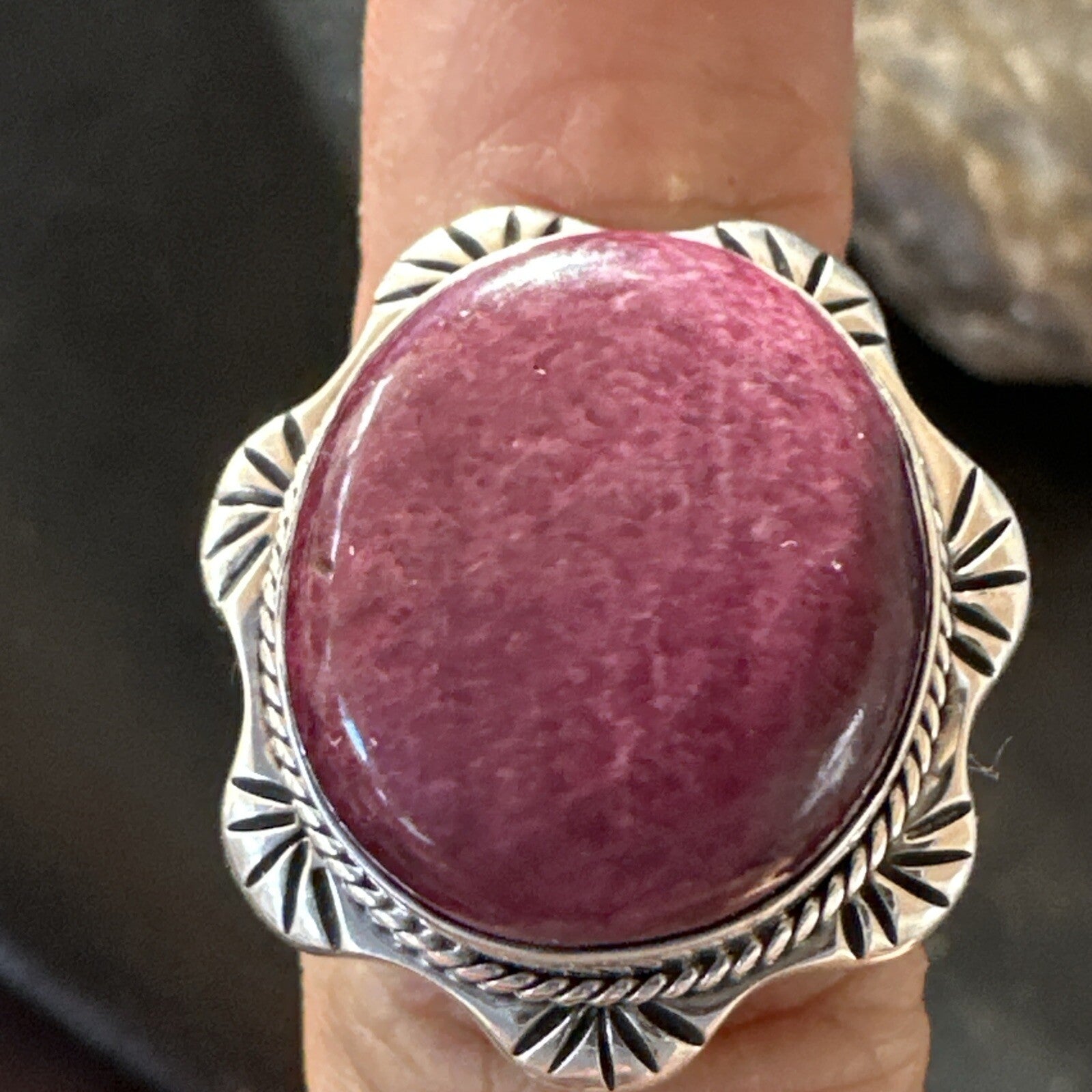 Womens Purple Spiny Oyster Navajo Sterling Silver Ring Size 6 18626
