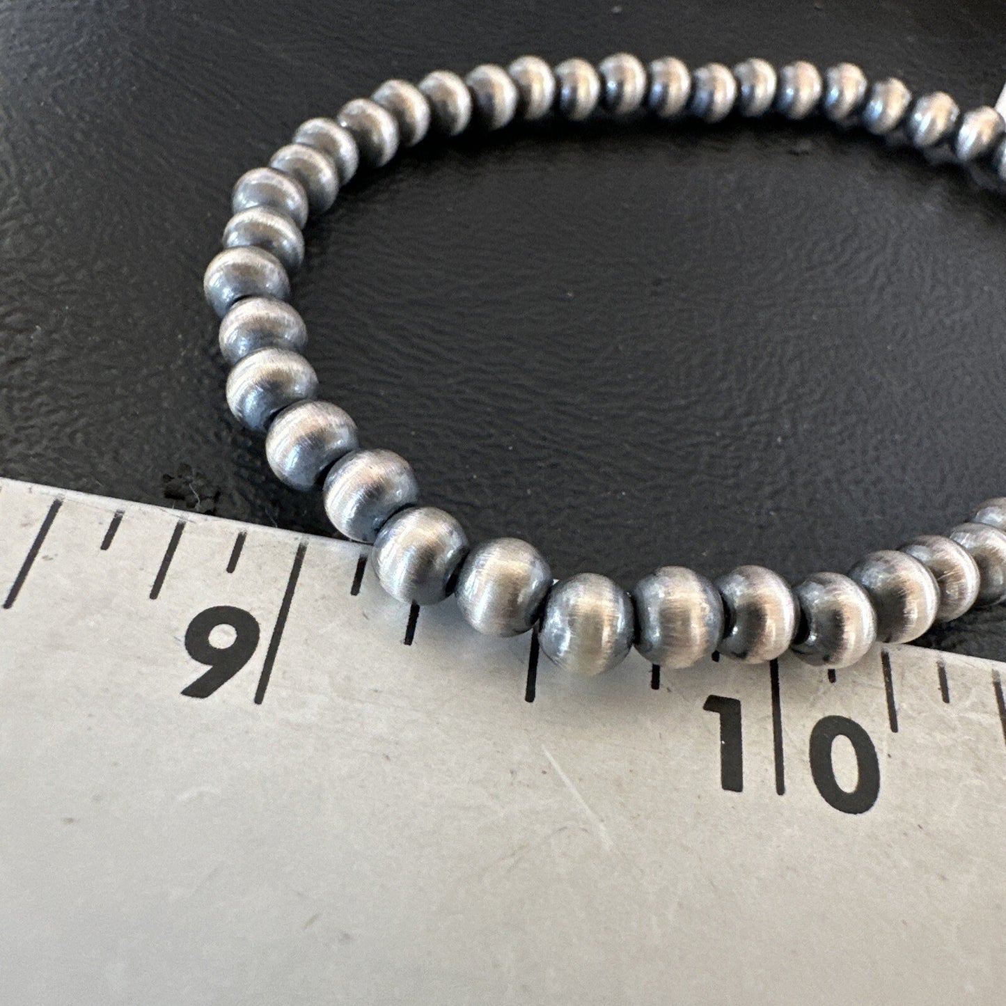 Stretch Navajo 5mm Beads 8” Sterling Silver Bracelet 90503