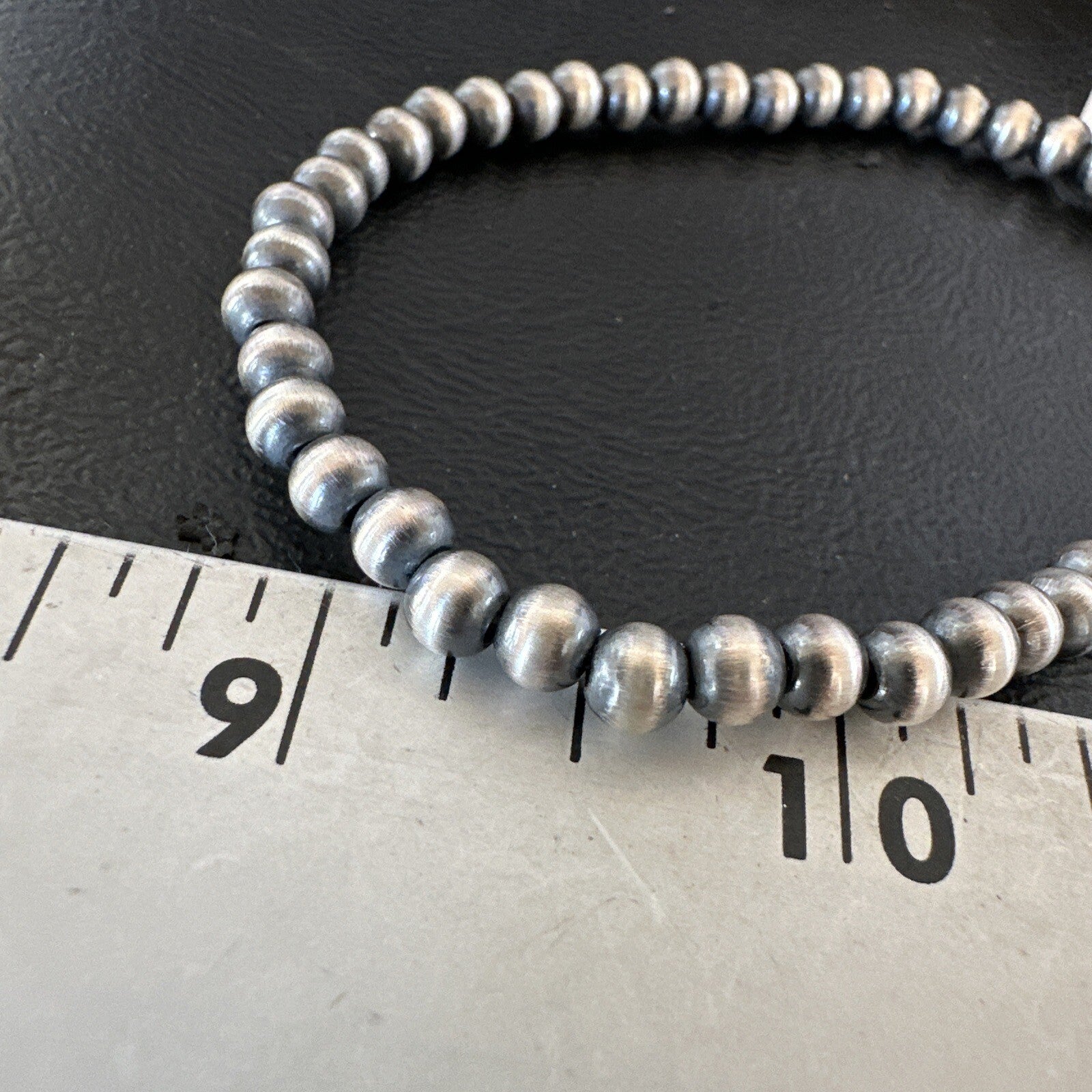 Stretch Navajo 5mm Beads 8” Sterling Silver Bracelet 90503
