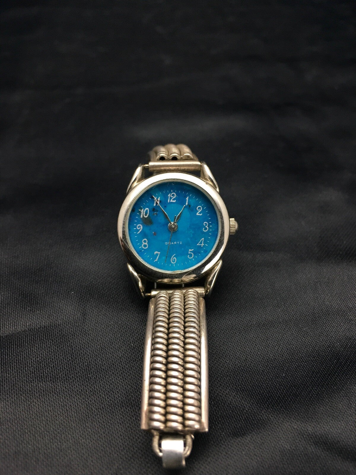 Blue Dial Watch Head Sterling Silver Navajo Alloy Watch Tips 2703
