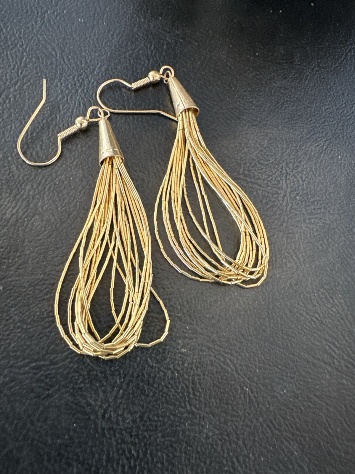 Liquid 10 Strand Sterling Silver Gold filled Heishi Dangle 2.5” Earrings 18644