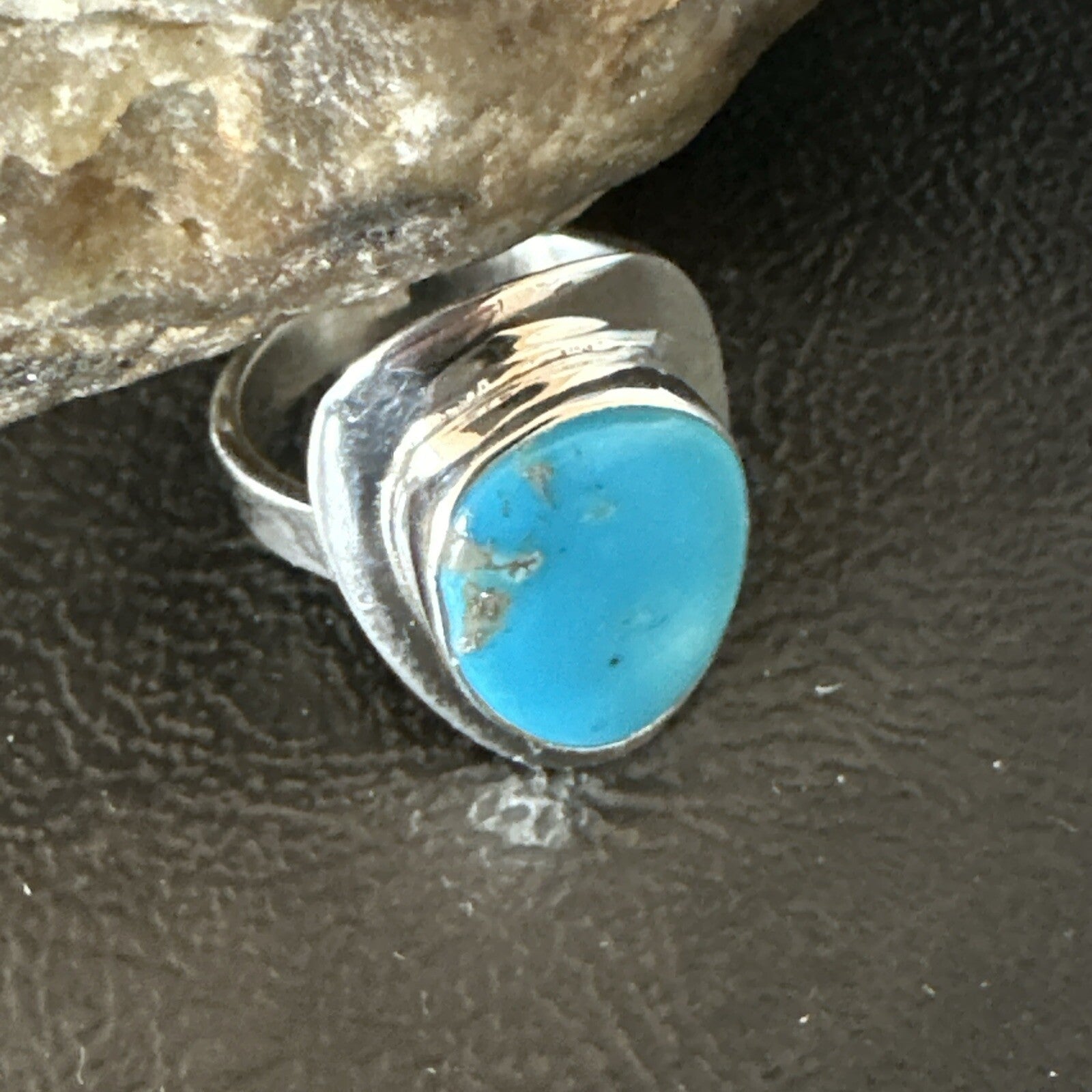 Southwestern Sterling Silver Blue Kingman Turquoise Ring Size 7 18511