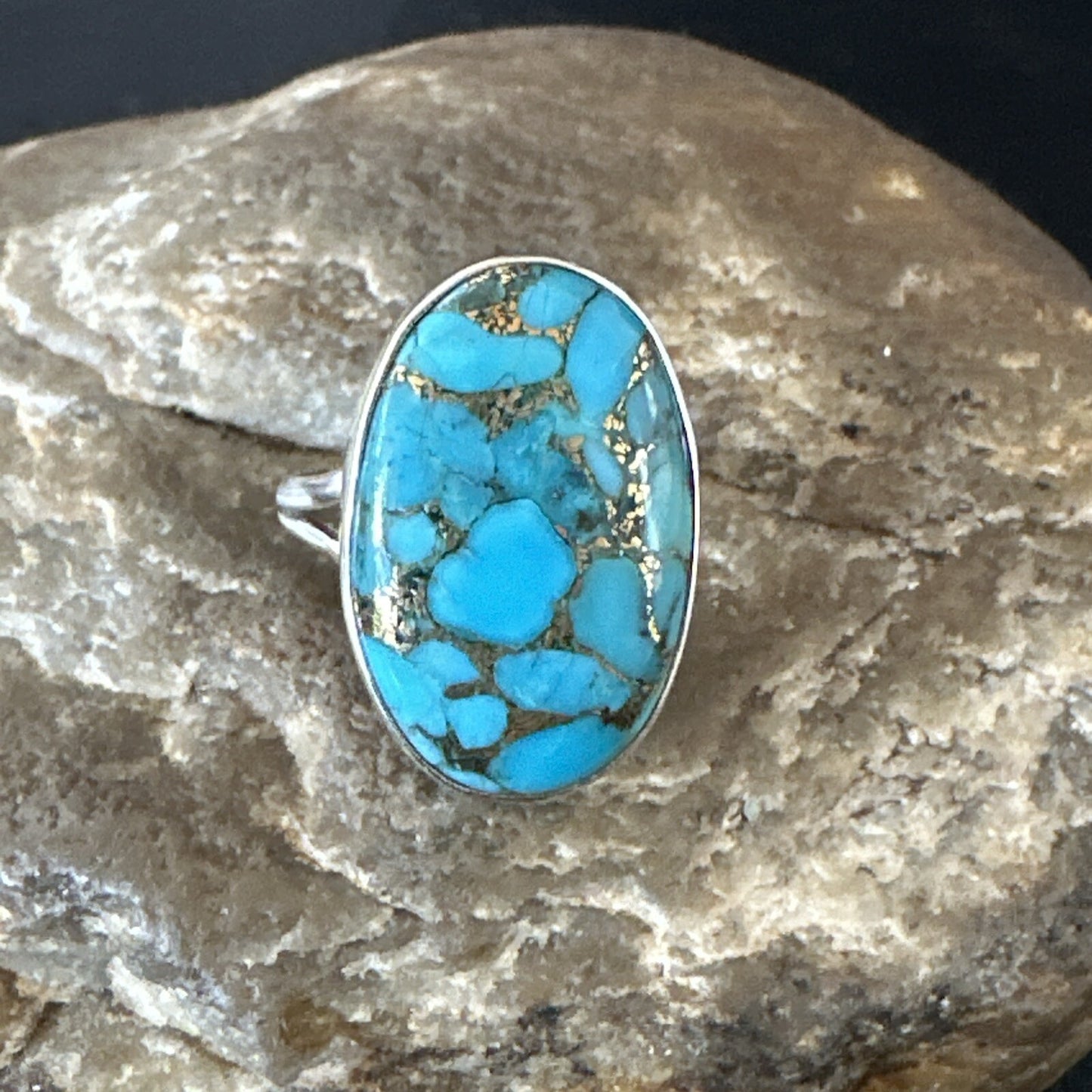 Mohave Native Navajo Sterling Silver Blue Turquoise Ring Sz 7 18240