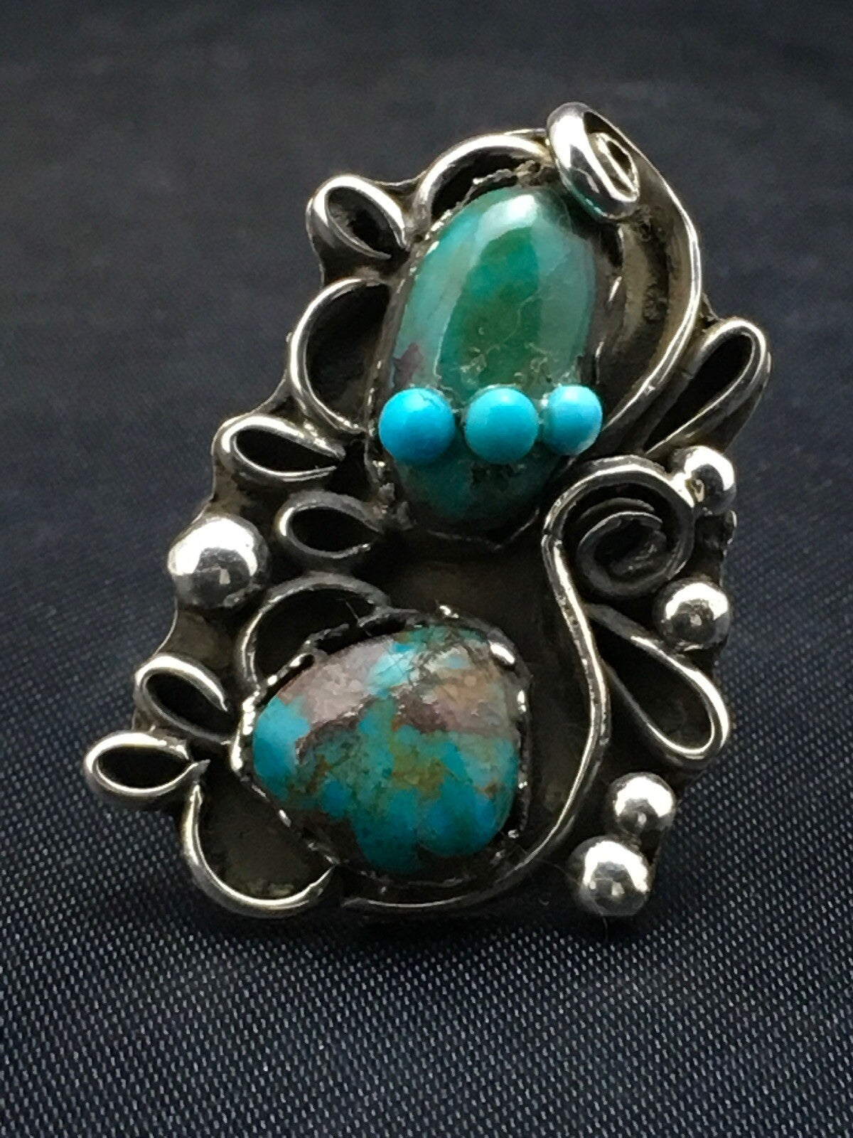 Turquoise Indian Navajo Sterling Silver Native American Ring Size 8.75 03182