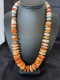 Navajo Turquoise Orange Spiny Oyster Necklace Graduated 22" | Authentic Native American Handmade | 10587