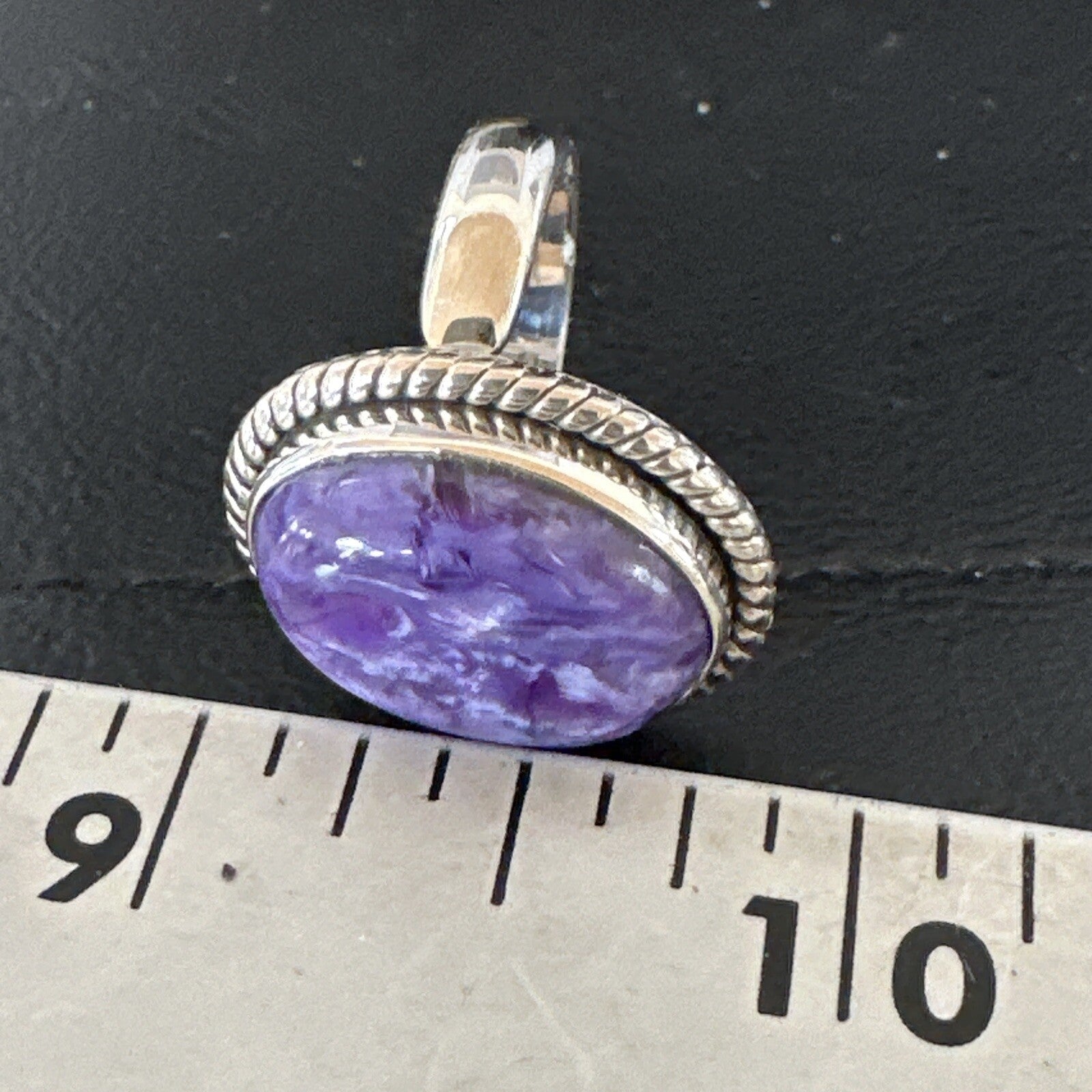 Womens Purple Charoite Navajo Sterling Silver Oval Ring Adjustable Size 9 17245