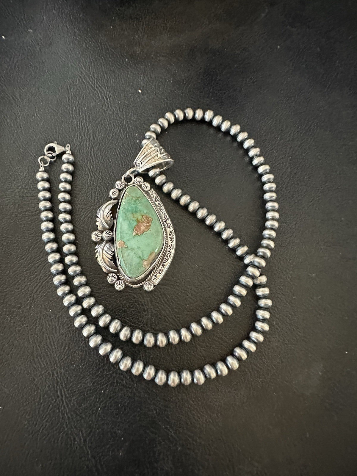 WoMens Navajo Pearls Sterling Silver Royston Turquoise Necklace Pendant 19364