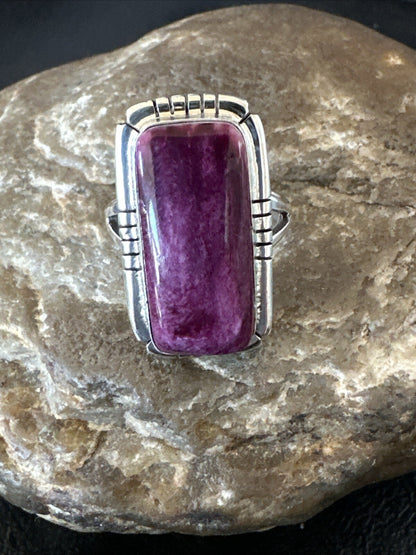 Womens Purple Spiny Oyster Navajo Sterling Silver Ring Size 8 18580