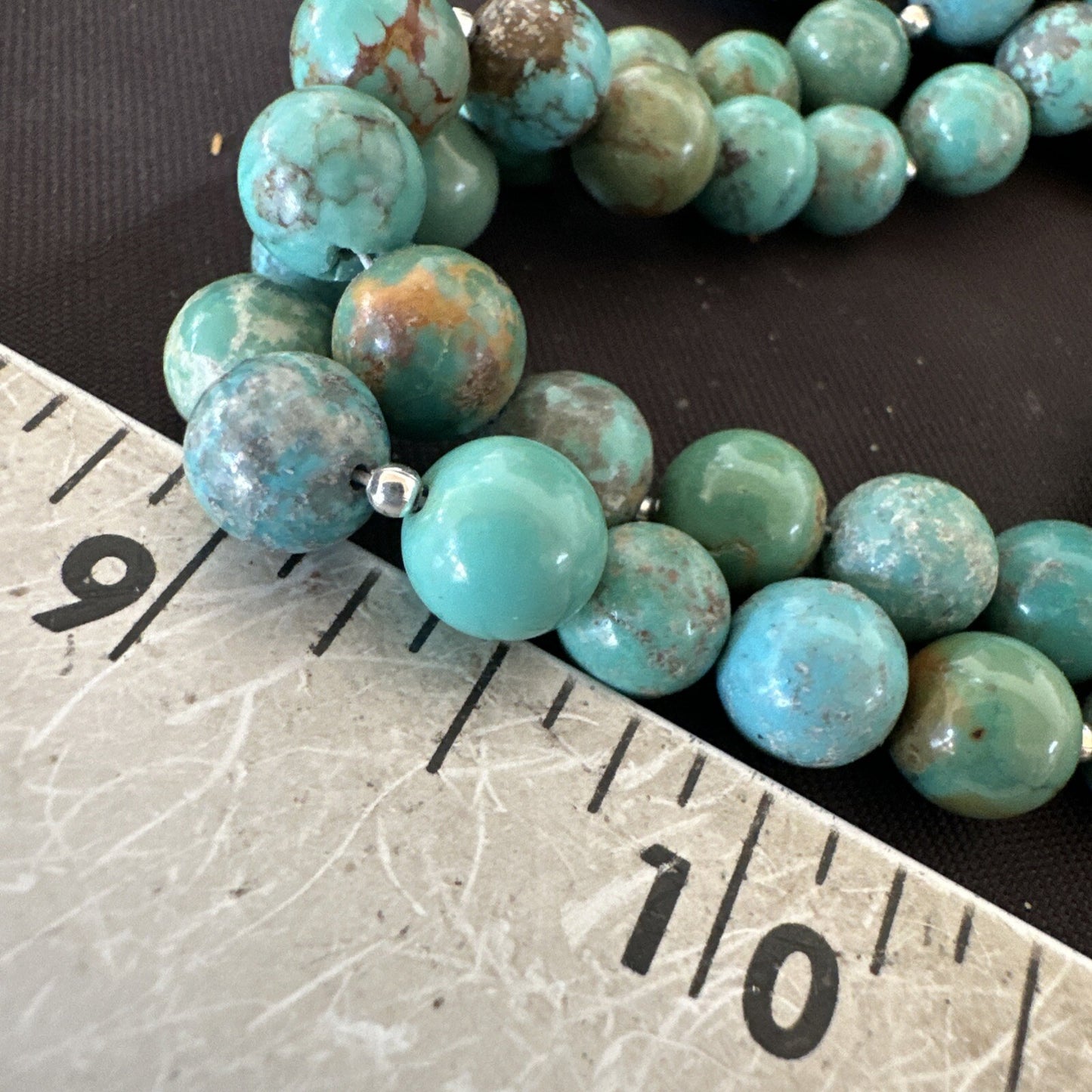 Sterling Silver Heishi Green Turquoise 2 Strands Bead Necklace 18788