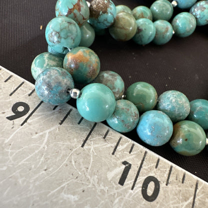 Sterling Silver Heishi Green Turquoise 2 Strands Bead Necklace 18788