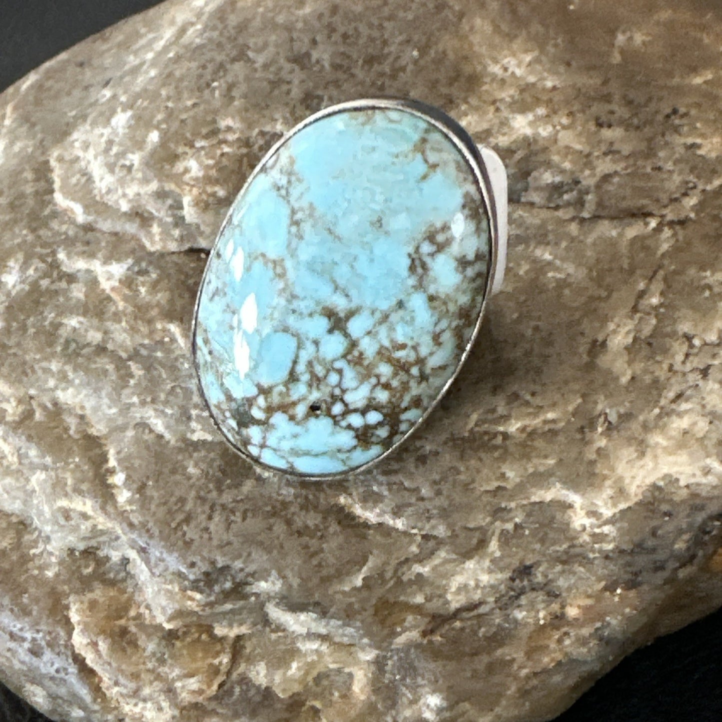Blue Turquoise#8 Southwestern Sterling Silver Ring Size 5 19729