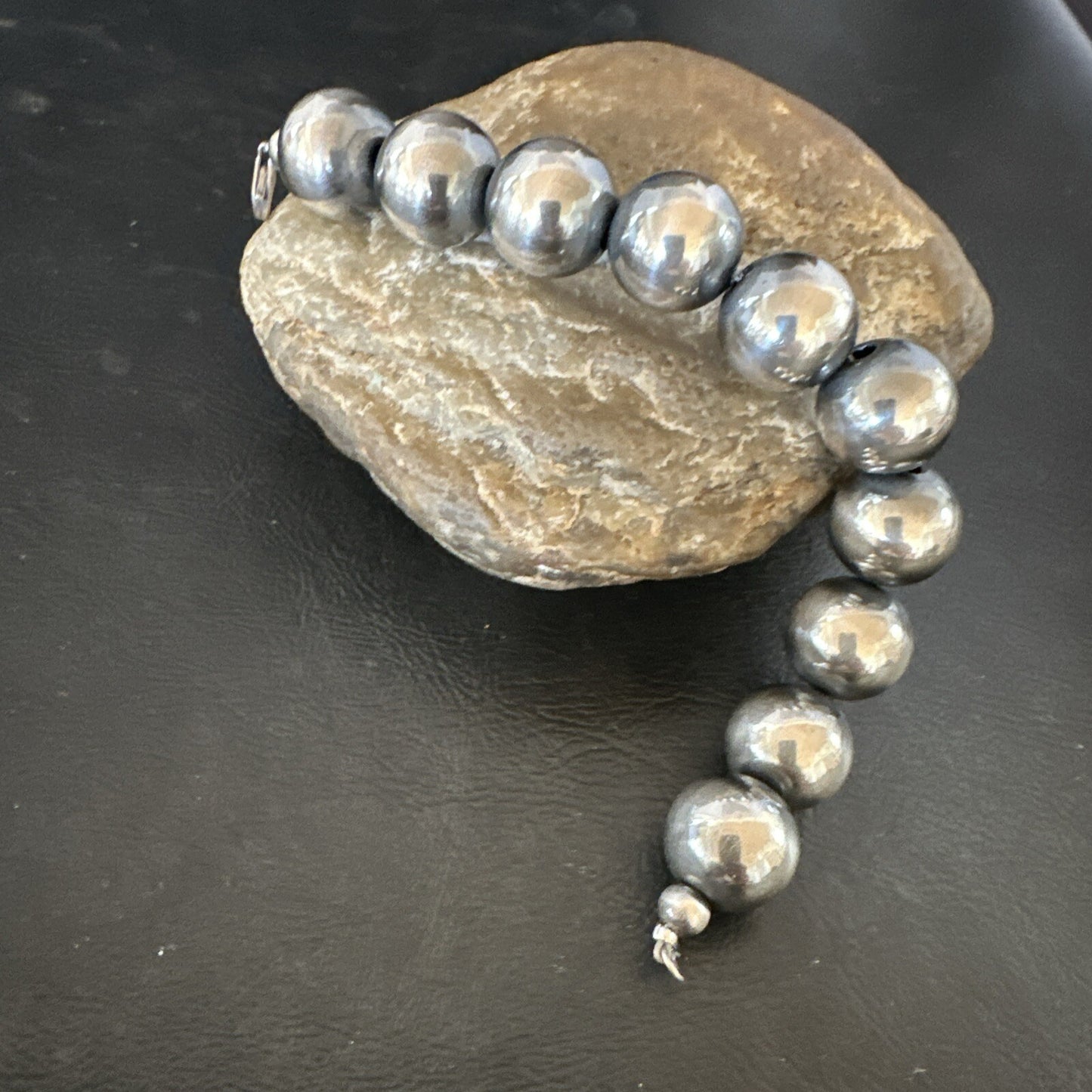 16mm Round Beads 7” Sterling Silver Beads Bracelet 17163