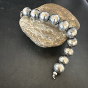 16mm Round Beads 7"Beads Bracelet | Sterling Silver | Authentic Native American Handmade | 17163