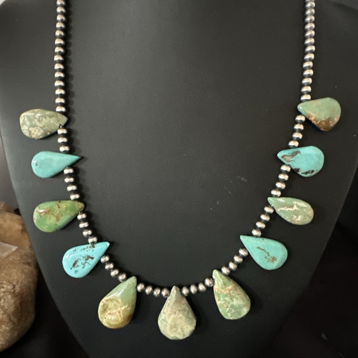 Navajo Pearls Sterling Silver Royston Turquoise 20" Necklace 19232