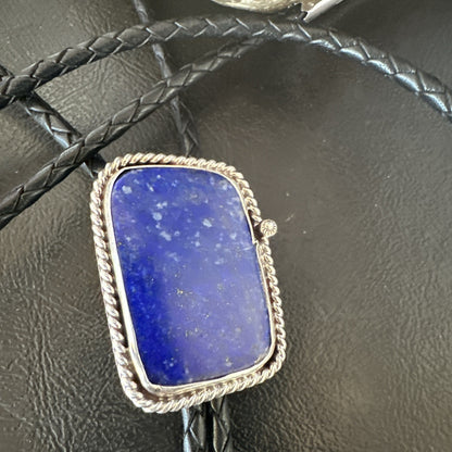Mens Blue Lapis Lazuli Navajo Sterling Silver Bolo Tie A Toledo 19052