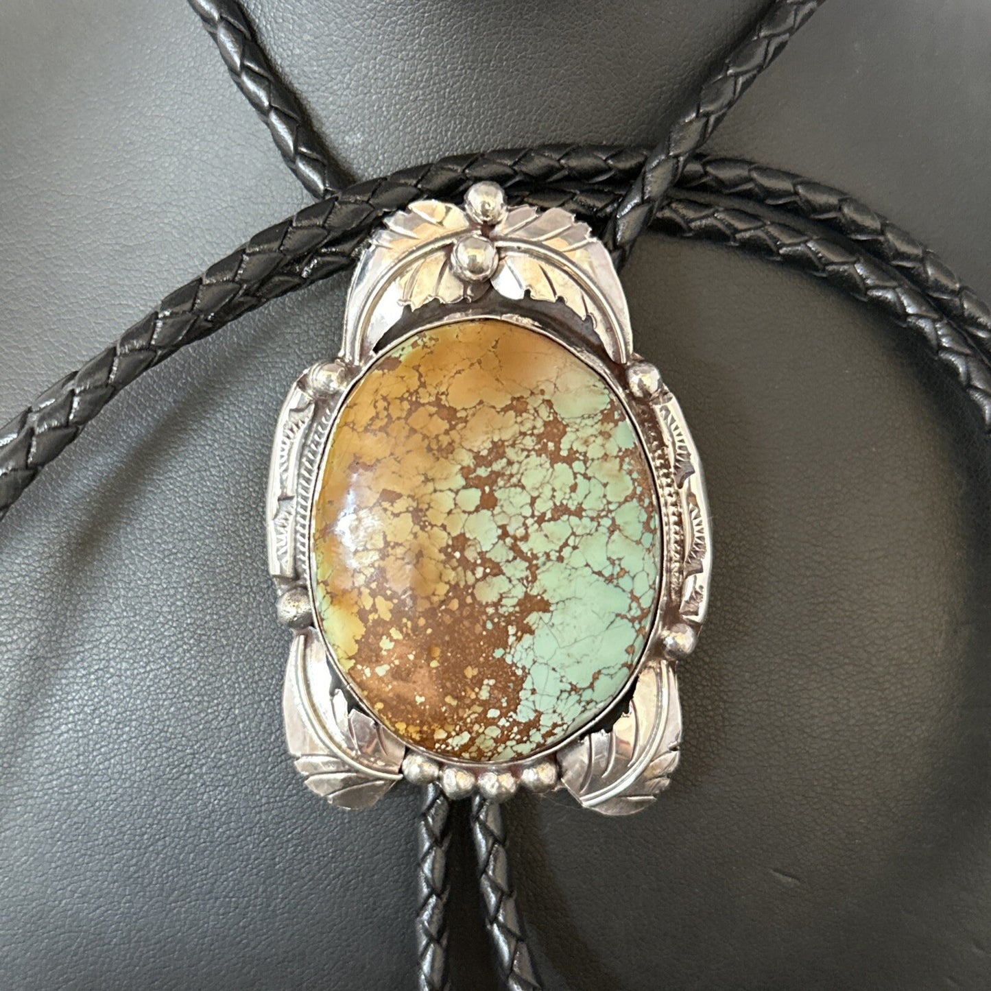 Mens Blue Golden Hills Turquoise Bolo Tie Sterling Silver Navajo 14787