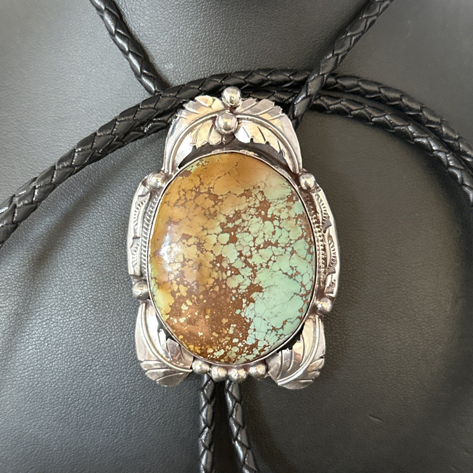 Mens Blue Golden Hills Turquoise Bolo Tie Sterling Silver Navajo 14787