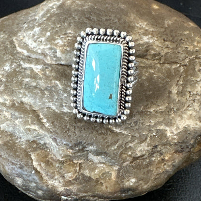 Blue Turquoise #8 Navajo Sterling Silver  Ring Size 6 18827