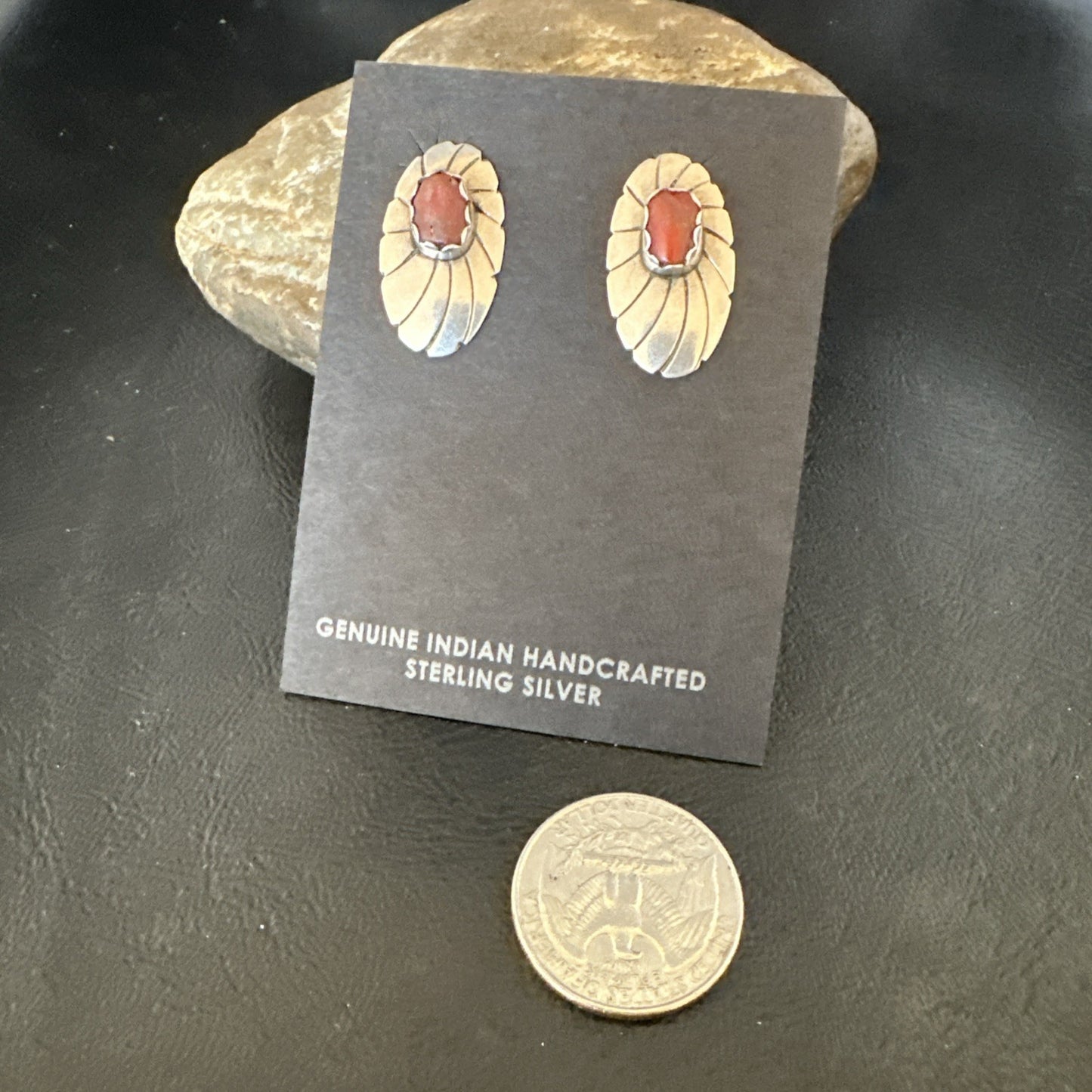 Old Pawn Native Navajo Sterling Purple Spiny Oyster Stamped Earrings 19098