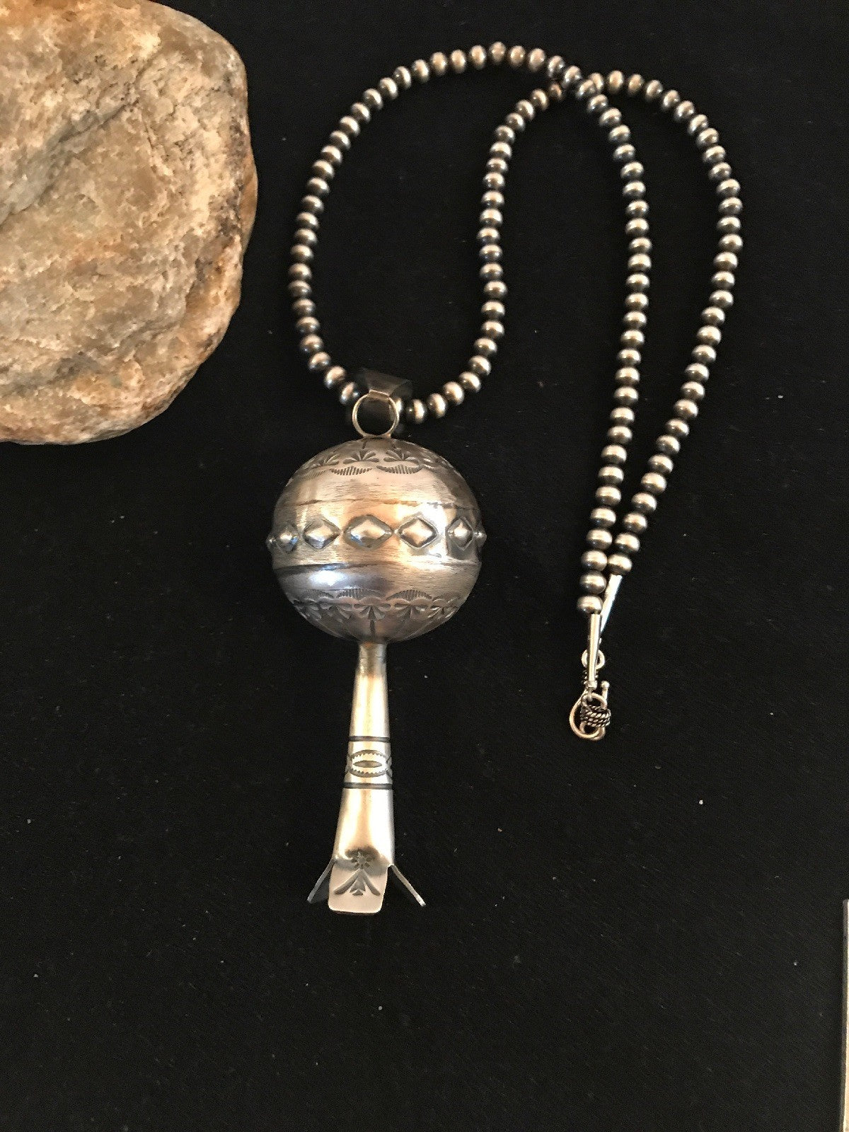 Navajo YAZZIE Sterling Silver LG Naja Necklace Pendant 4" 08394