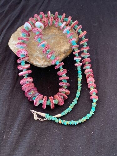 Navajo Purple Spiny Turquoise Necklace Sterling Silver 32" 11305
