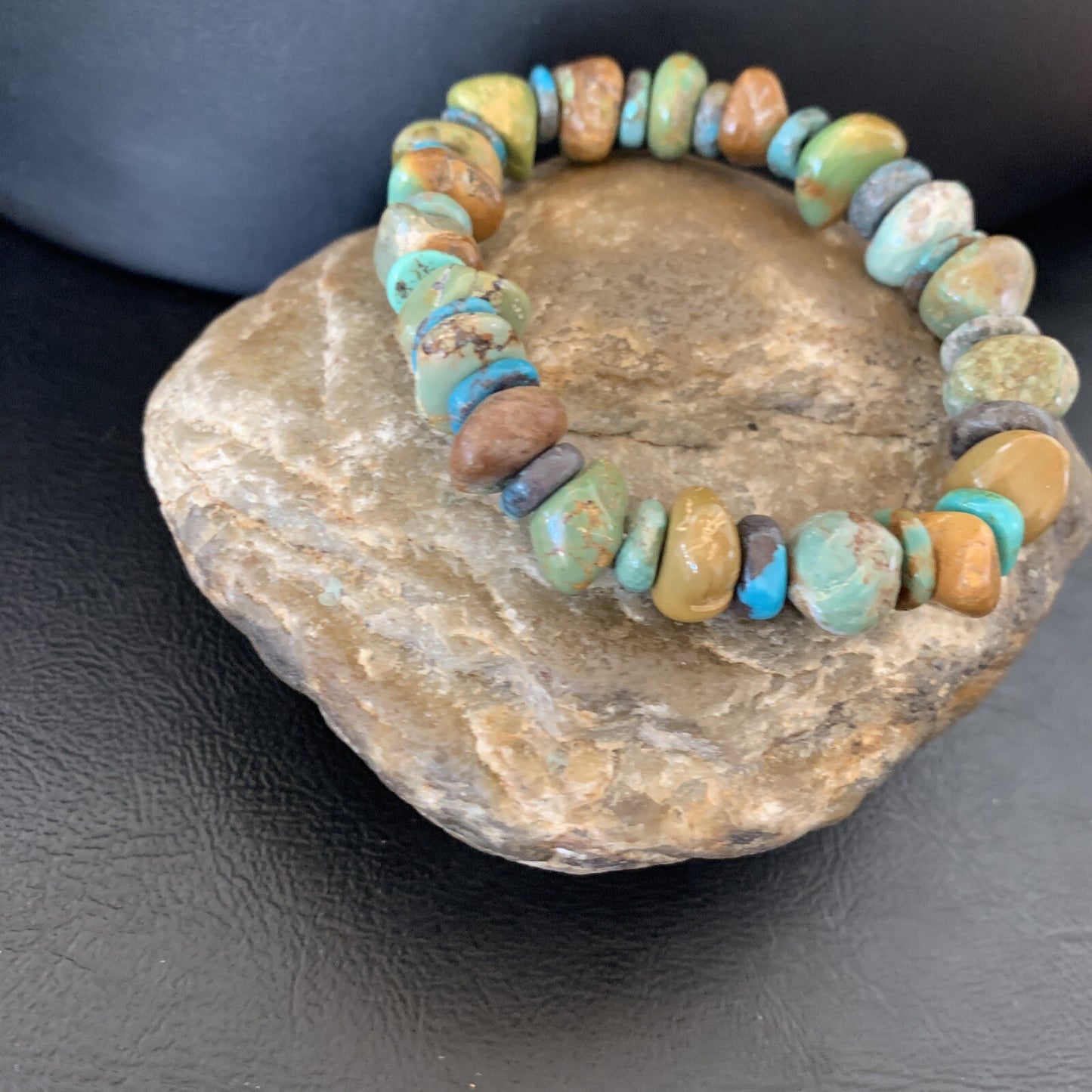 Womens Blue Green Turquoise Stretch Stone Friendship Bracelet 11822