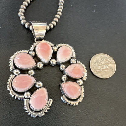 Pink Conch Native American Navajo Sterling Silver Naja Pendant 18928