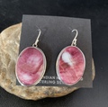 Purple Spiny Oyster Dangle Earrings Navajo 1.25" | Sterling Silver | Authentic Native American Handmade | 13787
