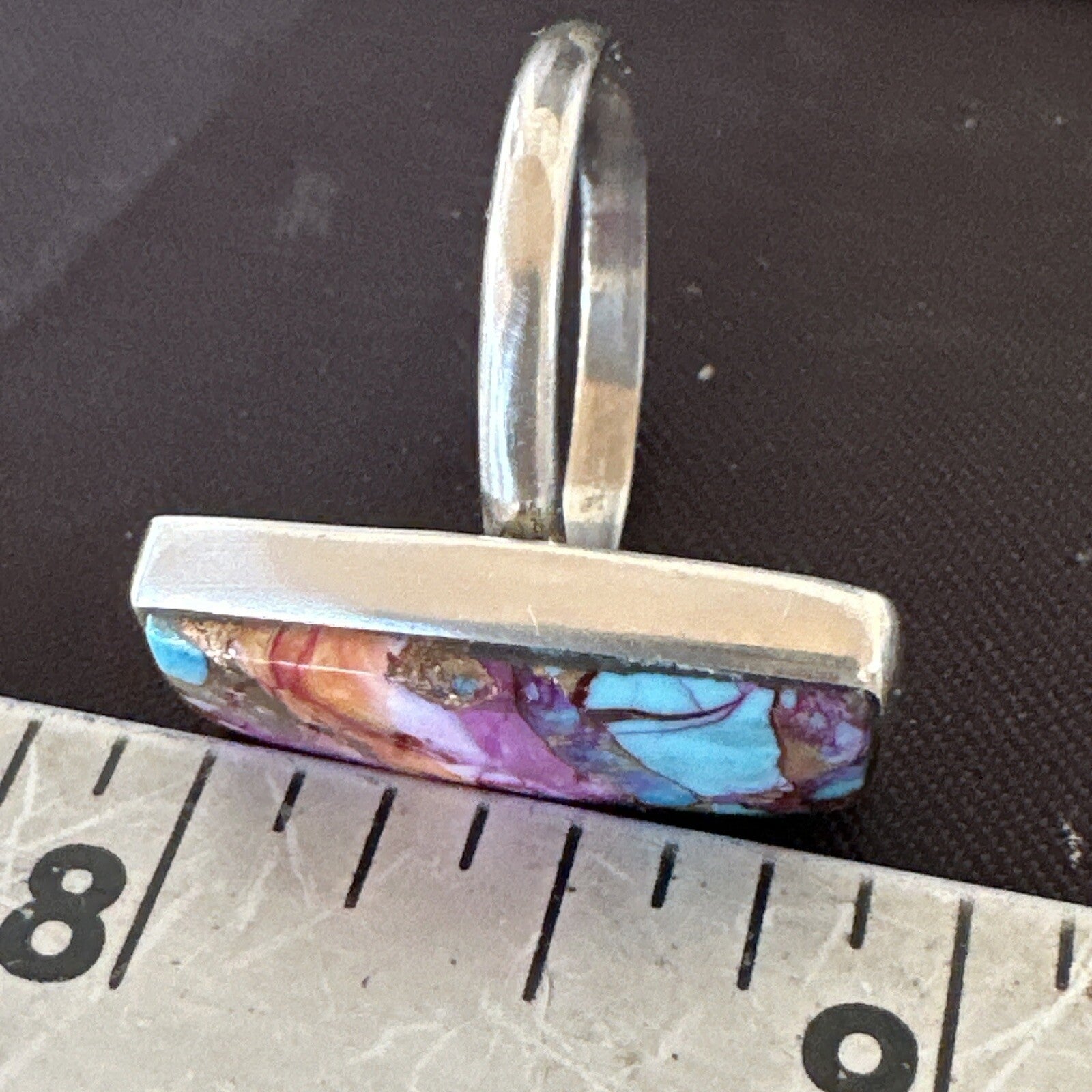 Blue Turquoise Spiny Oyster Southwestern Sterling Silver Ring Size 11 18453