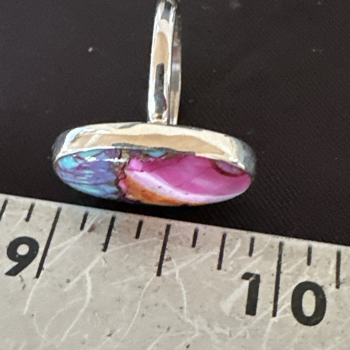 Blue Turquoise Spiny Oyster Southwestern Sterling Silver Ring Size 8 18438