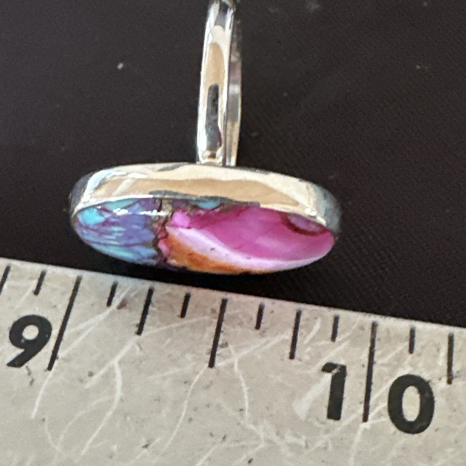 Blue Turquoise Spiny Oyster Southwestern Sterling Silver Ring Size 8 18438