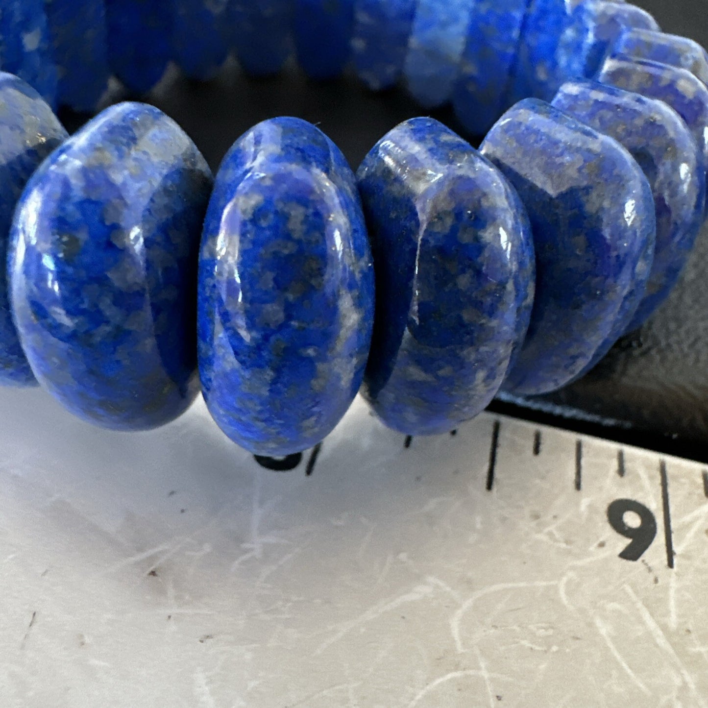 Mens Womens Blue Lapis Lazuli Stretch Bead Bracelet 7” 18861