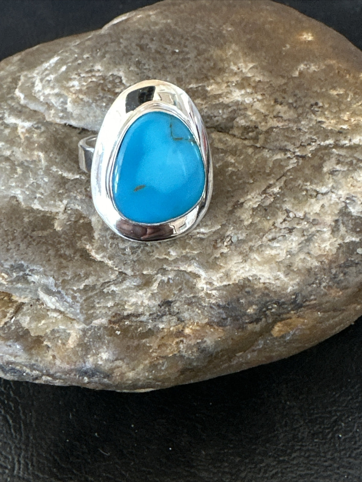 WoMens Sterling Silver Blue Kingman Turquoise Ring Size 7 17681