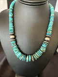 Graduated Blue Turquoise Navajo Pearls Necklace 18" | Sterling Silver | Authentic Native American Handmade | 18319