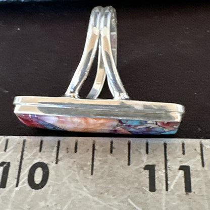 Blue Turquoise Spiny Oyster Southwestern Sterling Silver Ring Size 7 18489