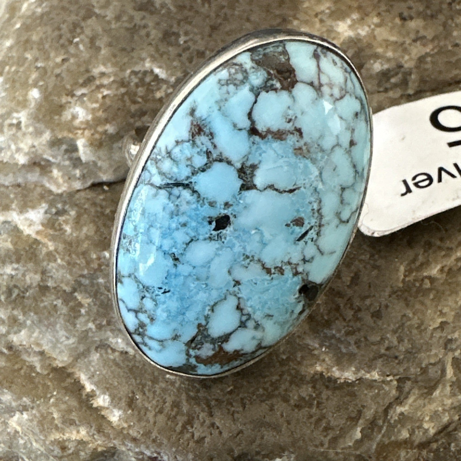 Blue Turquoise#8 Southwestern Sterling Silver Ring Size 5 19730