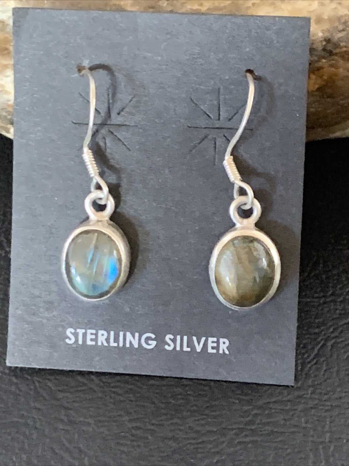 Native American Navajo Blue Labradorite Sterling Silver Dangle Earrings 13069
