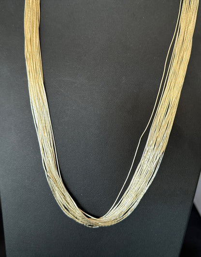 30 Strands Heishi tubes Liquid Sterling Silver Necklace 30” 19620