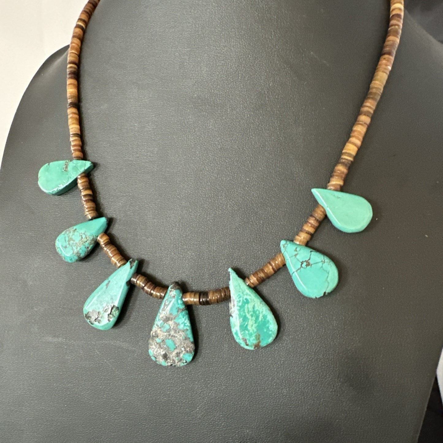 Southwestern Sterling Silver Blue Turquoise Shell 20" Necklace 19508