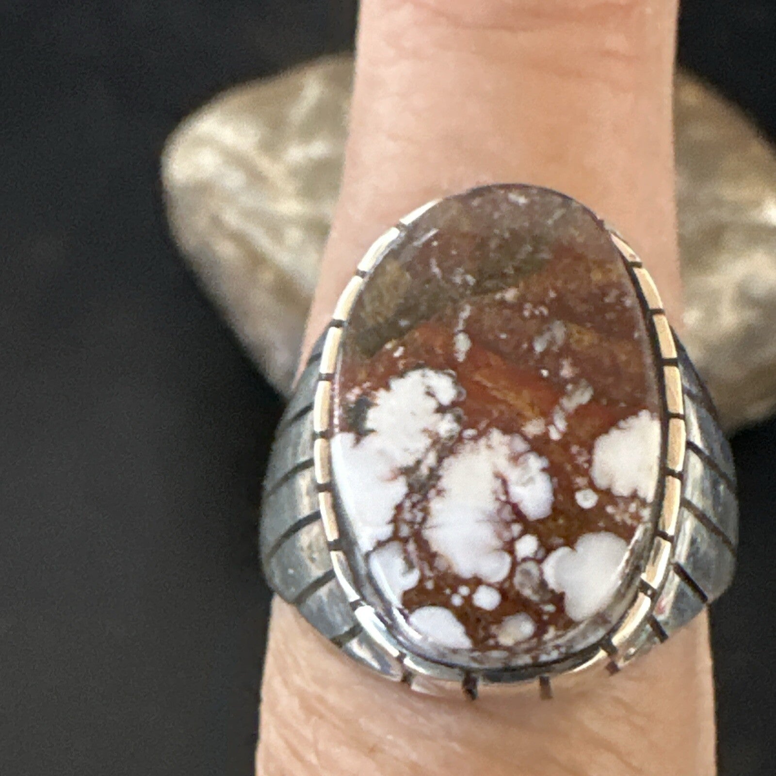 Mens Wild Horse Turquoise Southwestern Sterling Silver Ring Size 9 17792