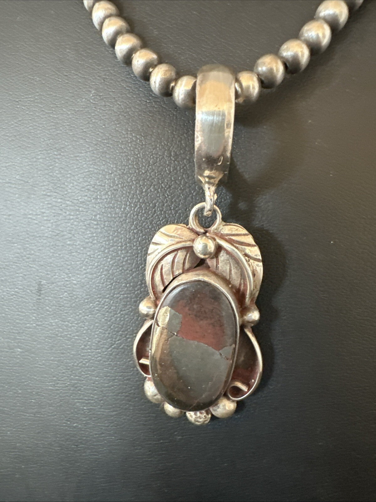 Pyrites Pendant Navajo Beads Sterling Silver Necklace 18643