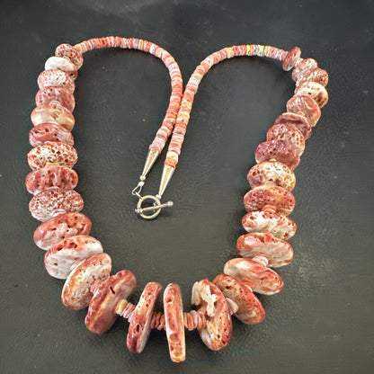 Purple Spiny Oyster Heishi Navajo Sterling Silver Necklace 24” 17781