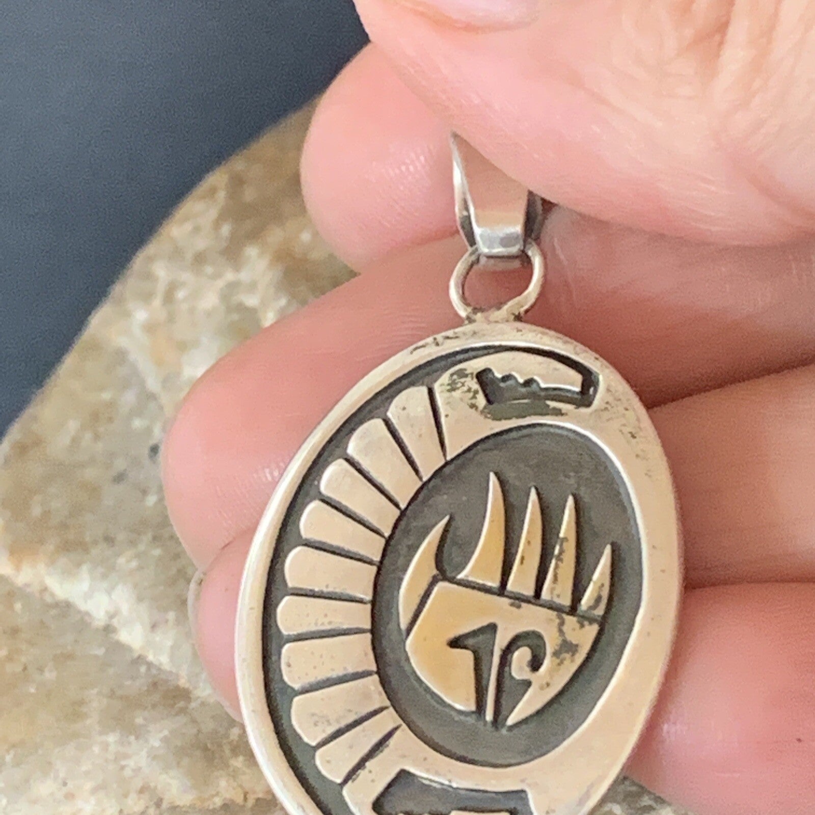 Bearpaw Hopi Gold Southwestern Sterling Silver Pendant 01398