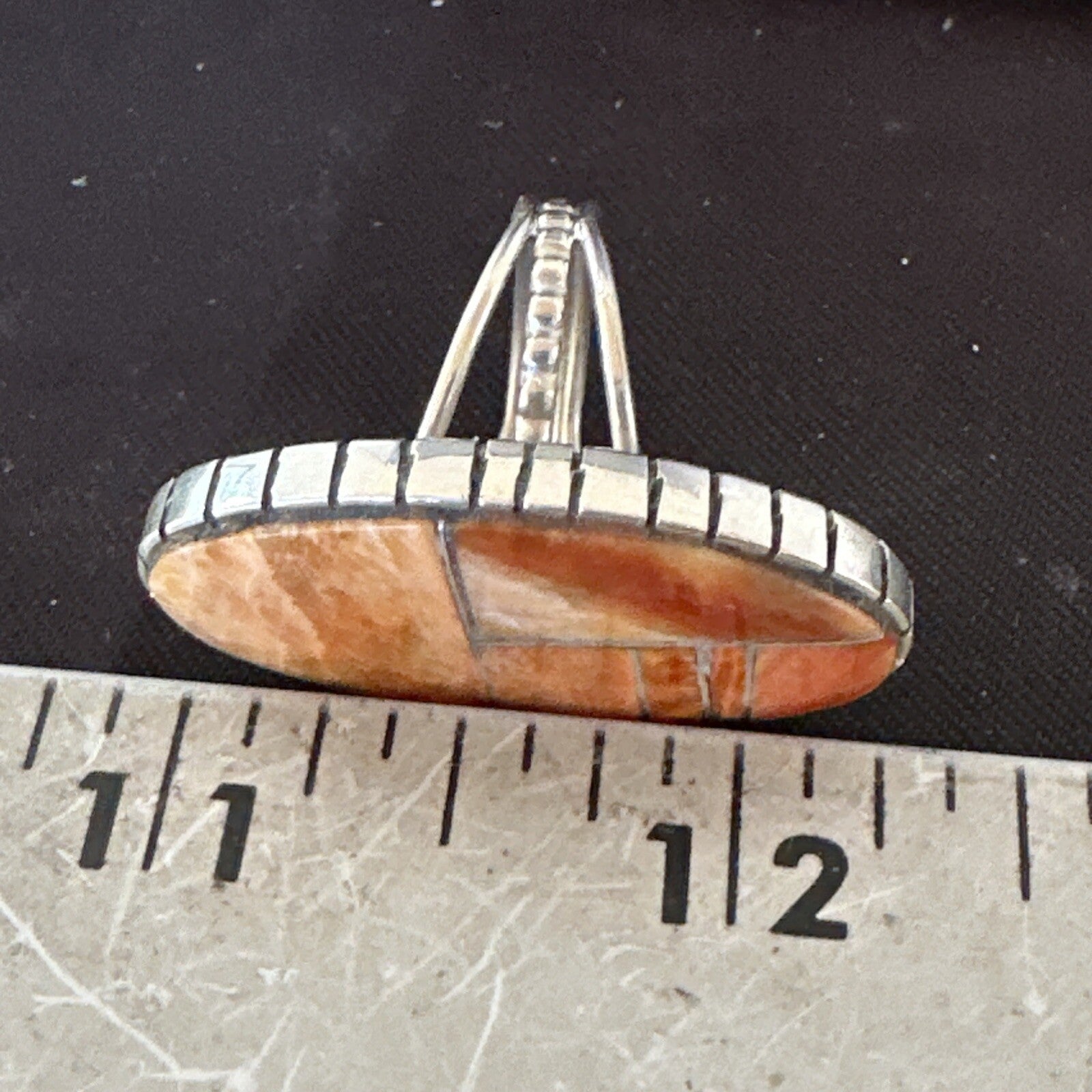 Women Orange Red Spiny Oyster Navajo Sterling Silver Ring Sz 6.5 18592