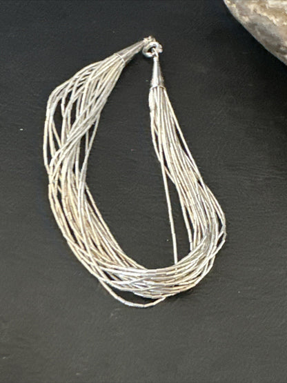 Womens Heishi Liquid Sterling Silver 20 Strands Bracelet 8” 4392